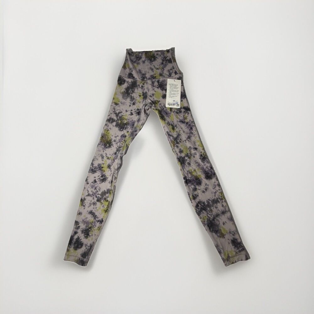 NWT Lululemon Align SHR Pant 28” Leggings Size 2 Tie Dye Green Gray